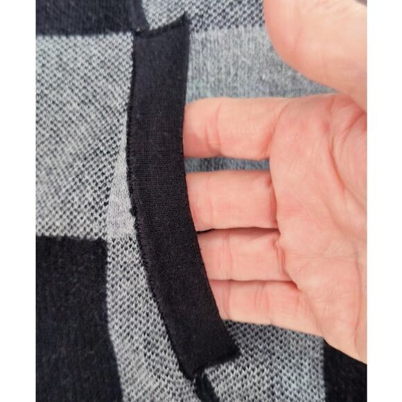 Adrienne Vittadini Cardigan Women's Size S Black Gray Check Full Zip Pockets - Picture 5 of 12